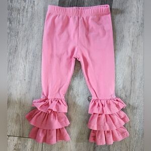 Little Roos Toddler Girls Triple Ruffle Leggings- Strawberry Pink
